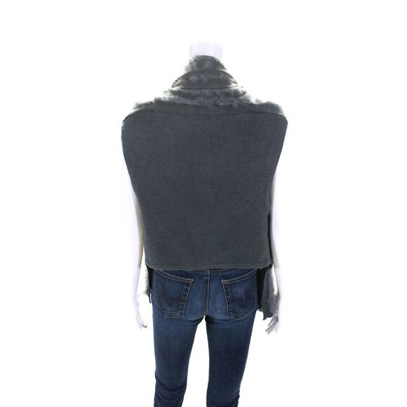Metric Knits Womesn Sleeveless Open Front Vest Fur Gray Size Small - Picture 3 of 6